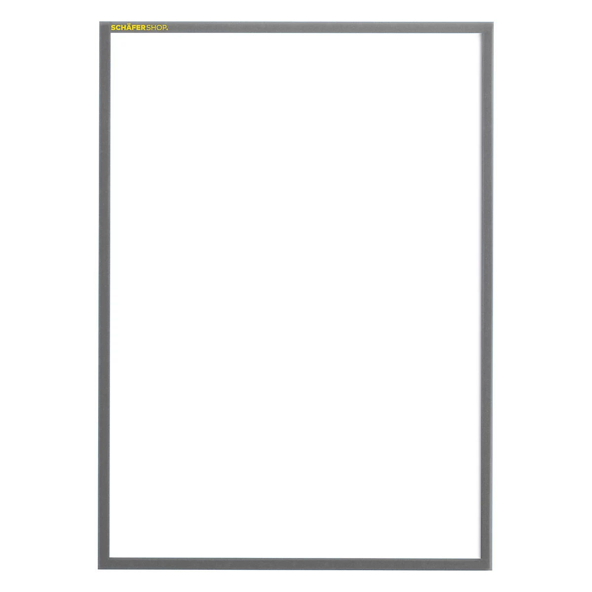 Grauer Bilderrahmen mit weißem Hintergrund. Oben links der Schriftzug SCHÄFER-SHOP.