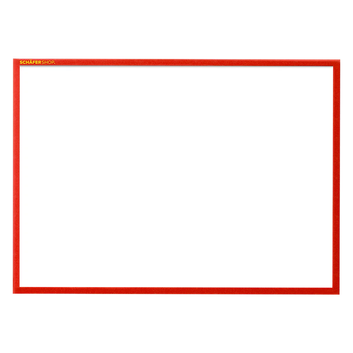 Roter Rahmen mit weißem Hintergrund. Am oberen linken Rand steht SCHÄFER SHOP.