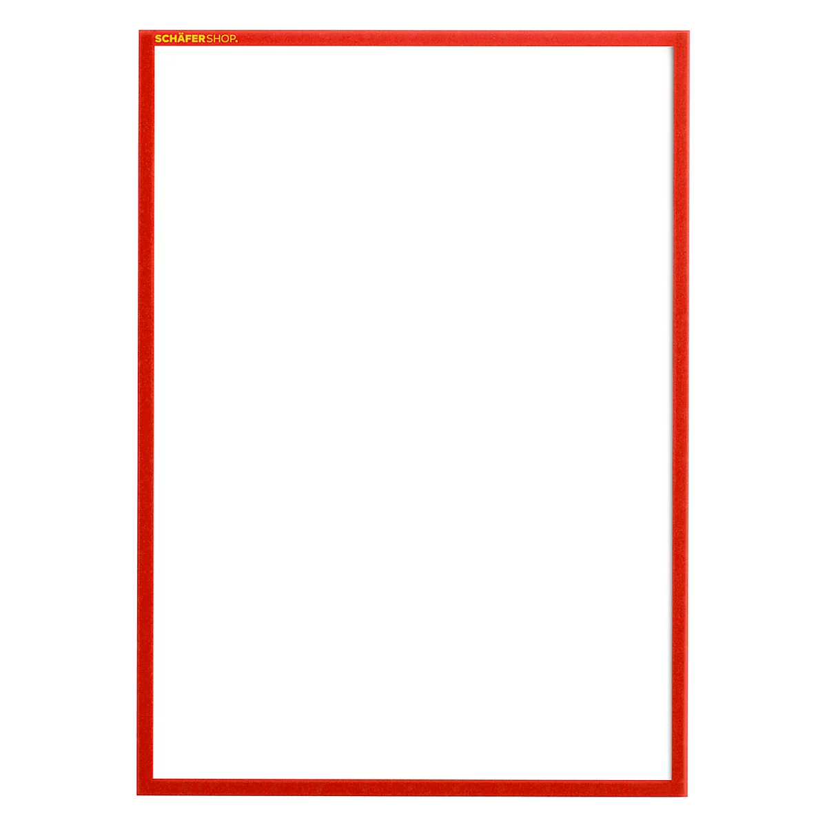 Ein roter Rahmen vor weißem Hintergrund, oben links steht der Schriftzug SCHÄFER-SHOP.