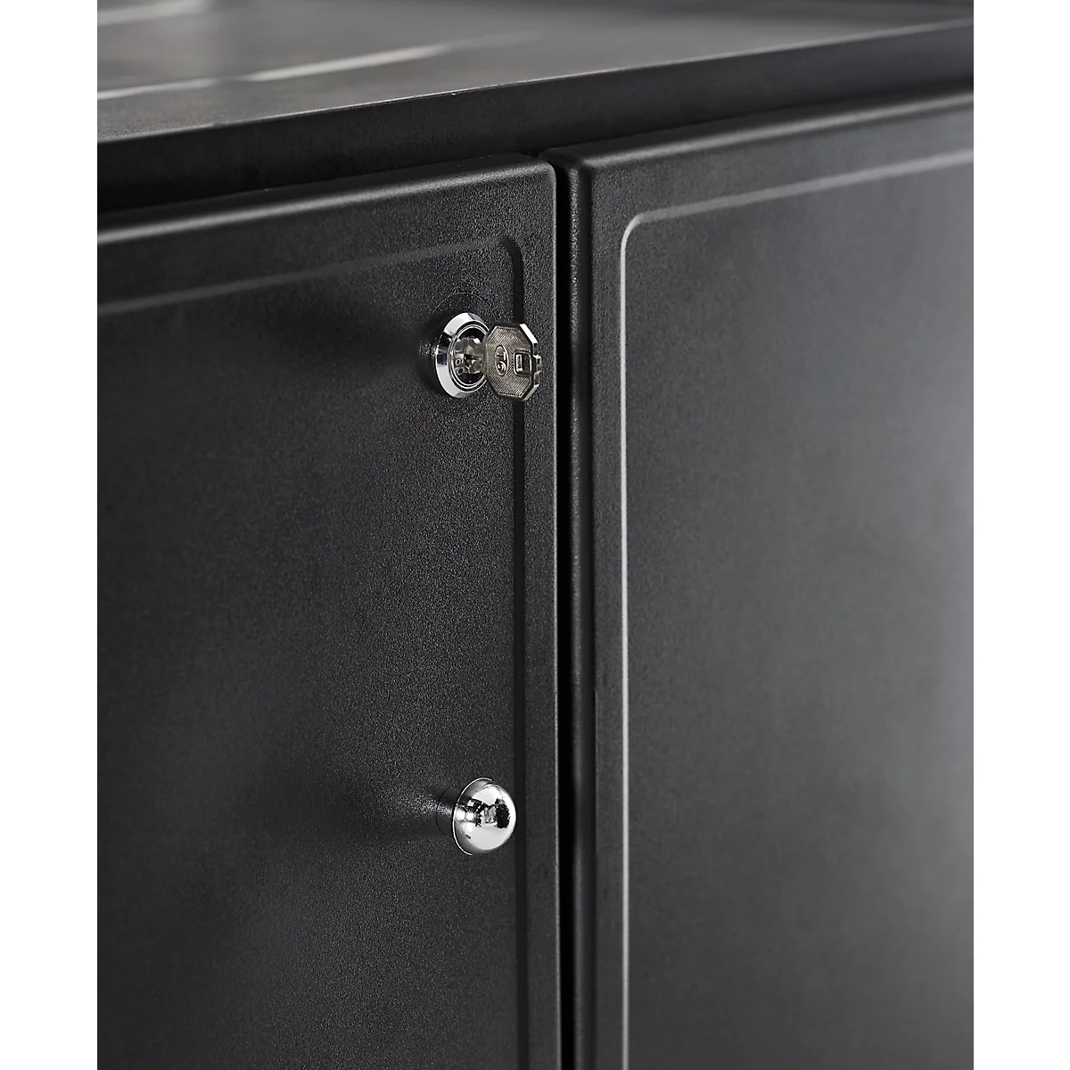 Schäfer Shop Pure multifunctionele wagen, zwart, aluminium/kunststof, met lade en kast, 4 massief rubberen zwenkwielen, L 850 x B 480 x H 1000 mm