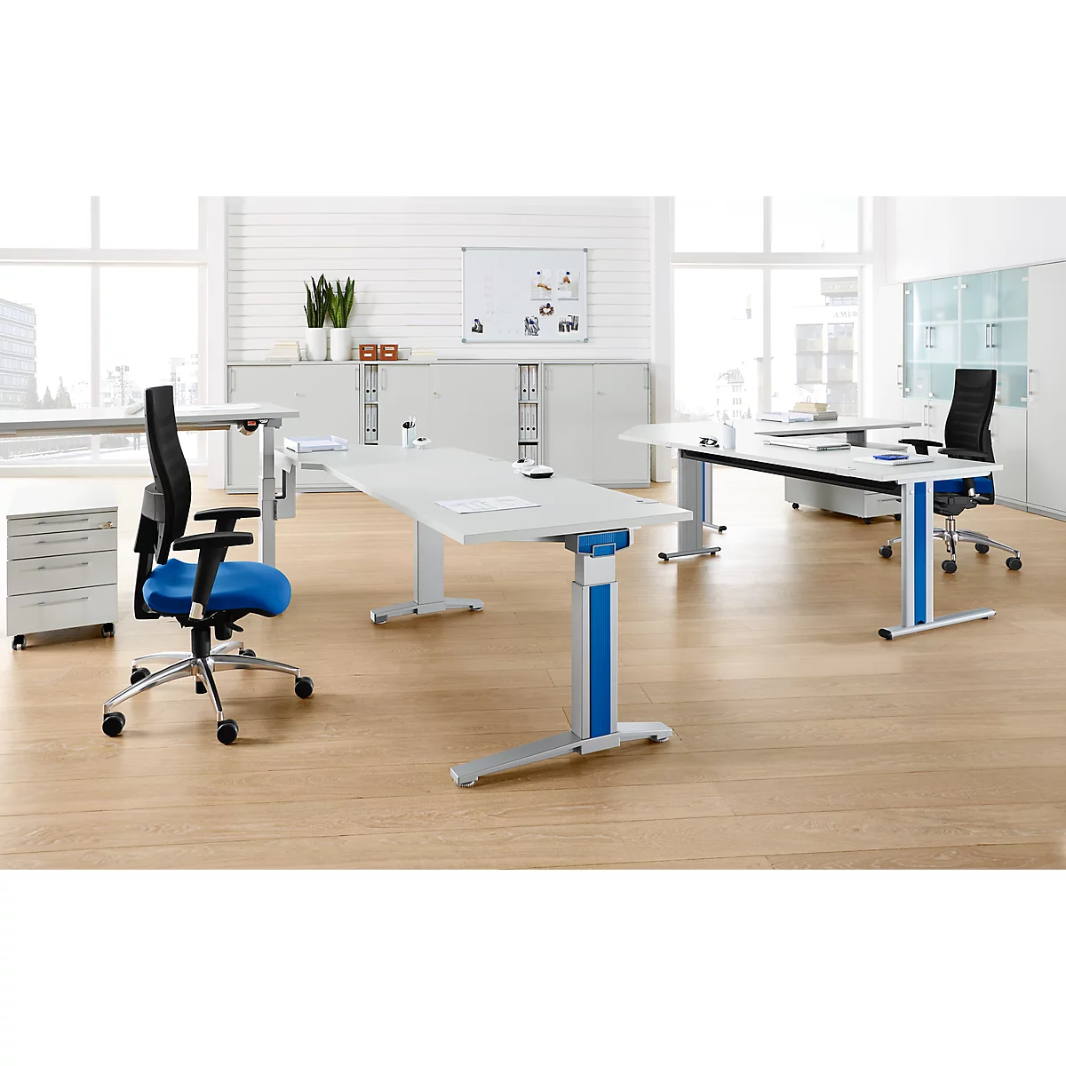Schäfer Shop Pure Pied de table raccourci PLANOVA BASIC, alu blanc