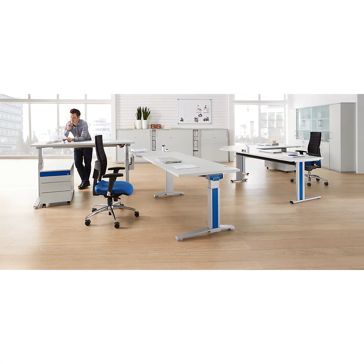 Schäfer Shop Pure Pied de table raccourci PLANOVA BASIC, alu blanc