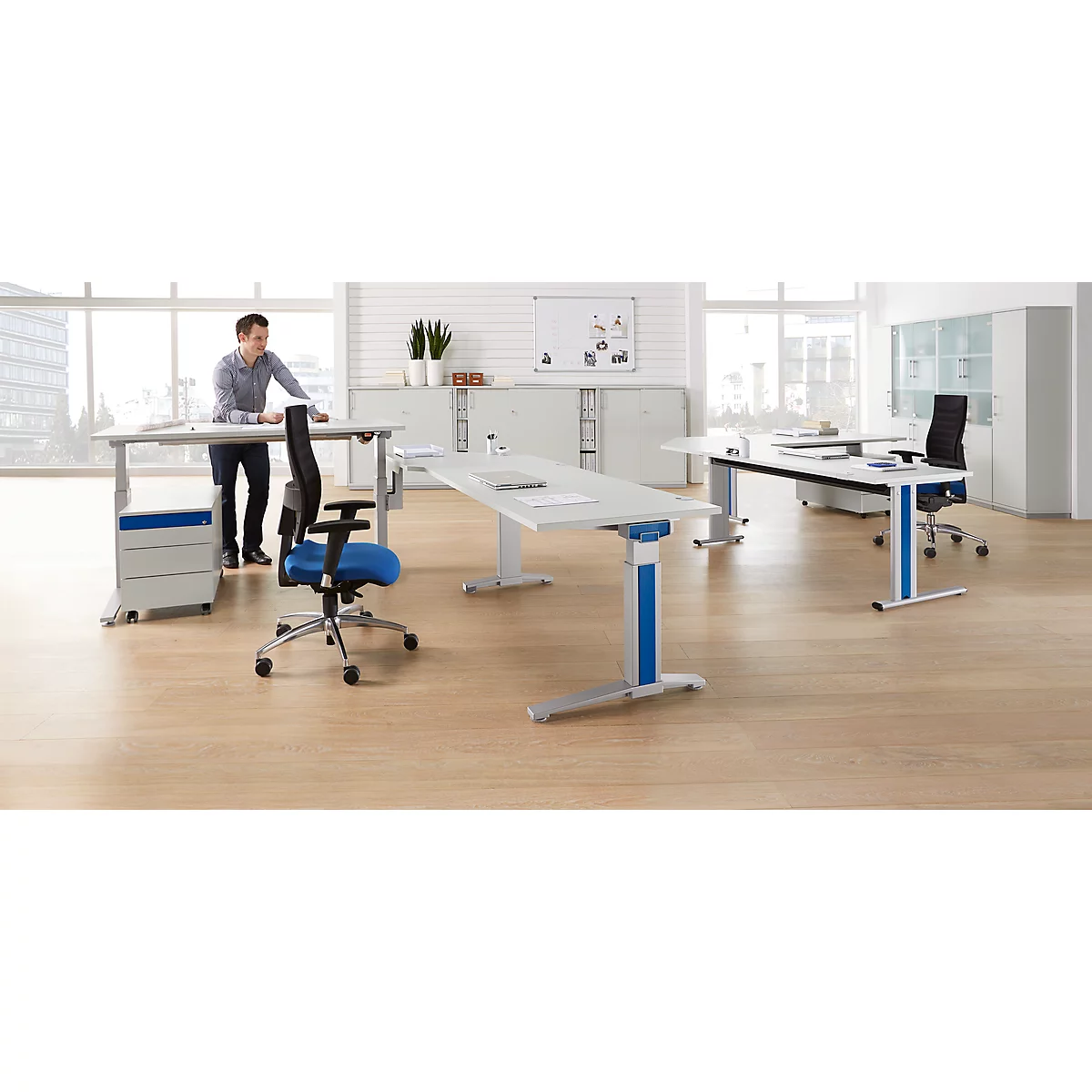 Schäfer Shop Pure Pied de table raccourci PLANOVA BASIC, alu blanc