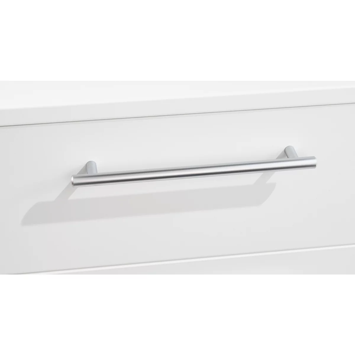 Schäfer Shop Pure Rollcontainer 36, 2 Schubladen, mit extra hohem Stauraumfach, eckige Metallgriffe, abschließbar, weiß/weiß