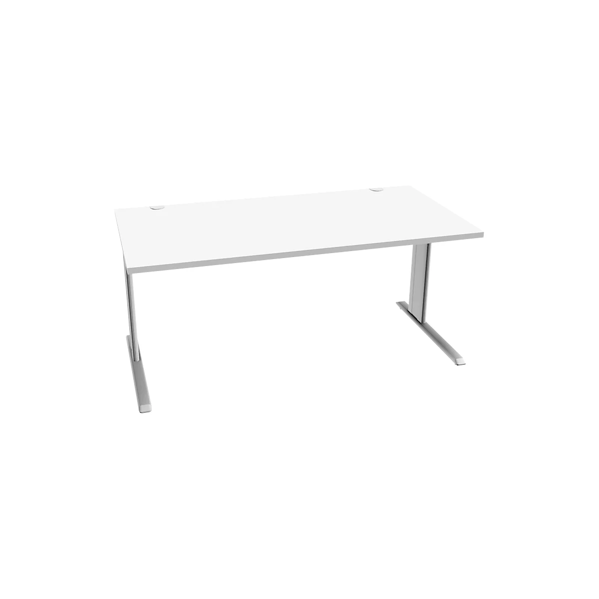 Schäfer Shop Pure Schreibtisch PLANOVA BASIC, Rechteck, C-Fuß, B 1600 x T 800 x H 717 mm, weiß/weißaluminium + Kabelkanal