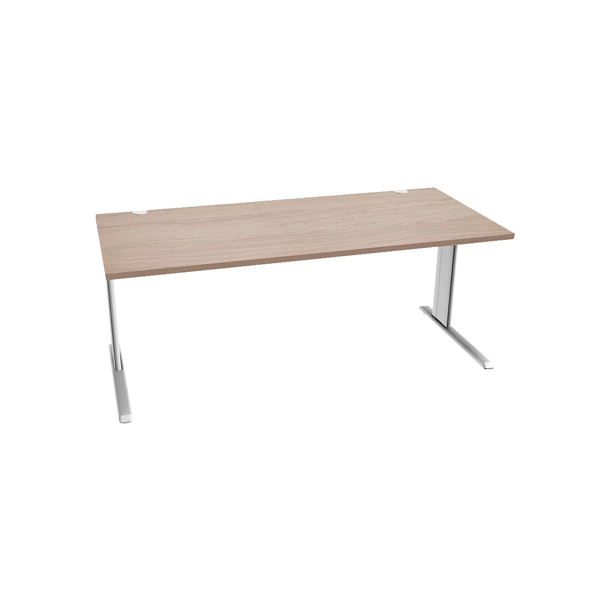 Schäfer Shop Pure Schreibtisch PLANOVA BASIC, Rechteck, C-Fuß, B 1800 x T 800 x H 717 mm, Eiche/weiß + Kabelkanal