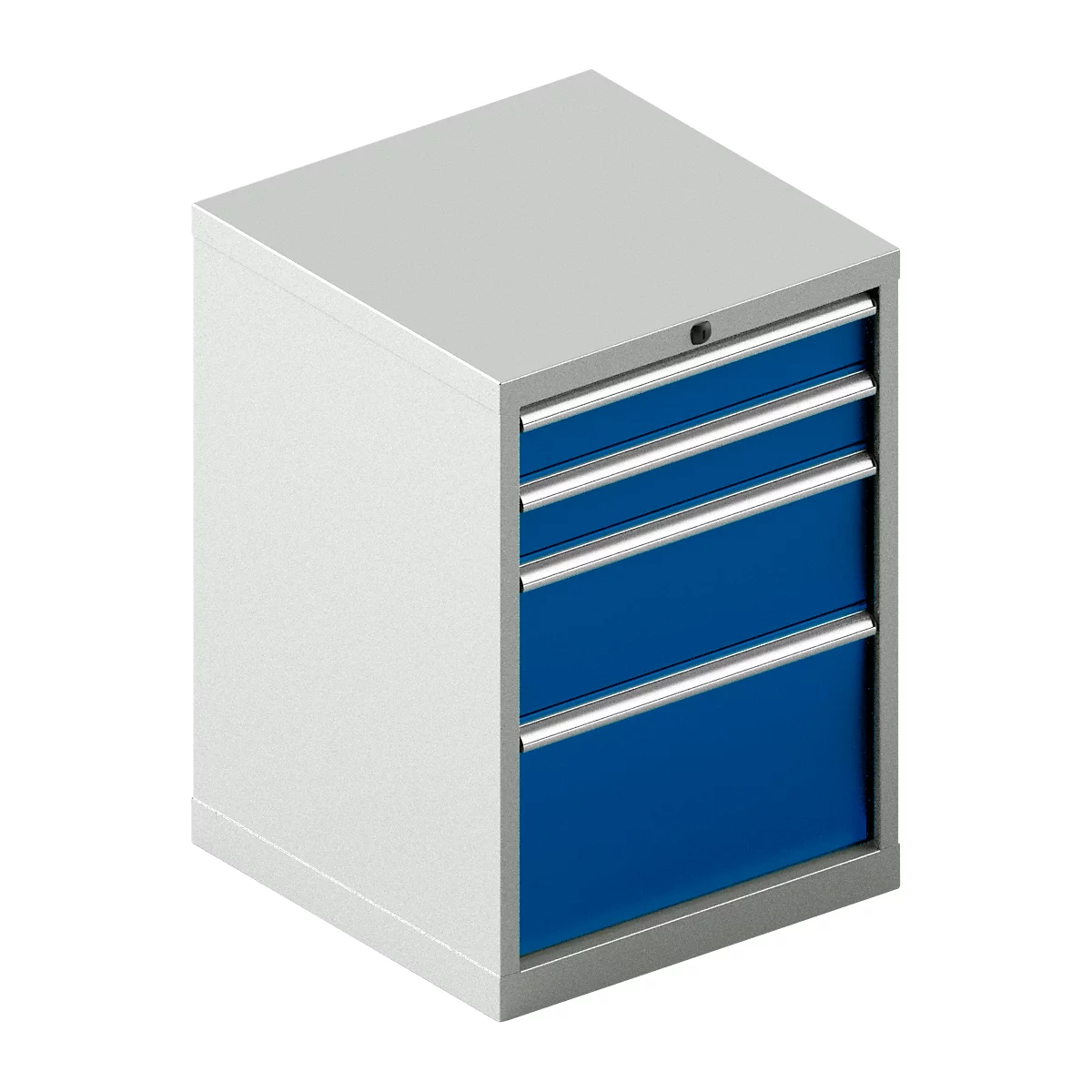 Schäfer Shop Pure Schubladenschrank 27-27, 4 Schubl., bis 200 kg, B 564 x T 572 x H 800 mm, enzianblau/lichtgrau 