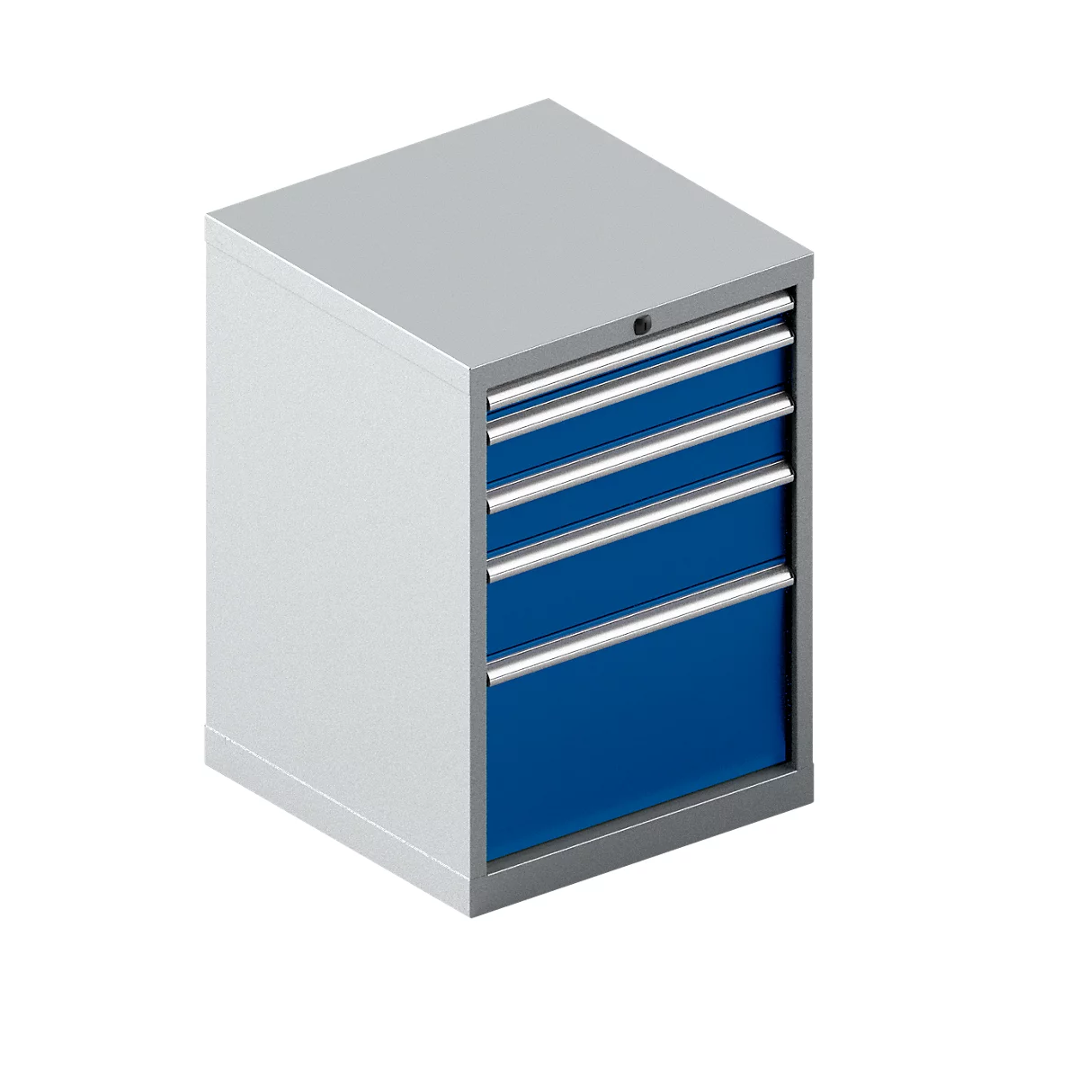 Schäfer Shop Pure Schubladenschrank 27-27, 5 Schubl., bis 200 kg, B 564 x T 572 x H 800 mm, enzianblau/weißaluminium 