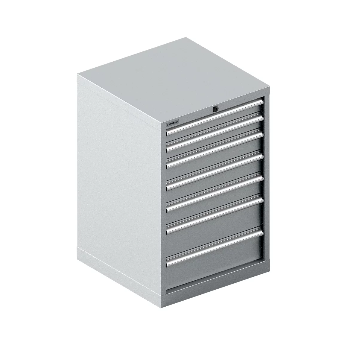 Schäfer Shop Pure SSI SCHÄFER armoire à tiroirs 27-27, 7 tiroirs, jusqu'à 200 kg, L 564 x P 572 x H 850 mm, aluminium blanc / aluminium blanc