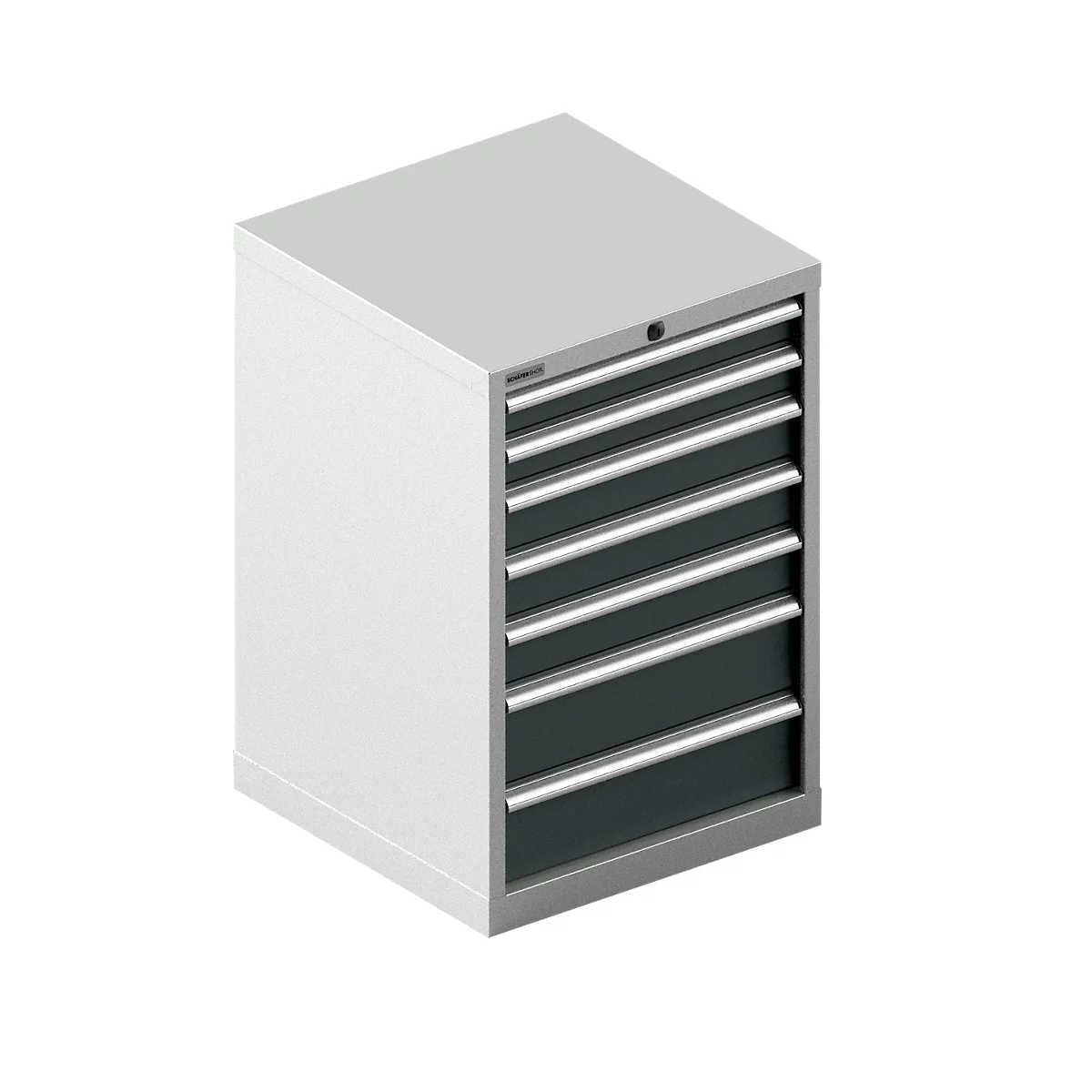 Schäfer Shop Pure SSI SCHÄFER armoire à tiroirs 27-27, 7 tiroirs, jusqu'à 200 kg, L 564 x P 572 x H 850 mm, bleu gentiane / bleu gentiane