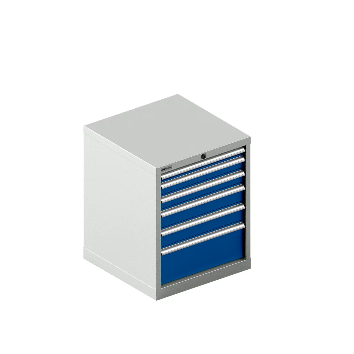 Schäfer Shop Pure SSI SCHÄFER ladekast 27-27, 6 laden, tot 200 kg, B 564 x D 572 x H 700 mm, gentiaanblauw/lichtgrijs, met een lengte tot 200 kg.