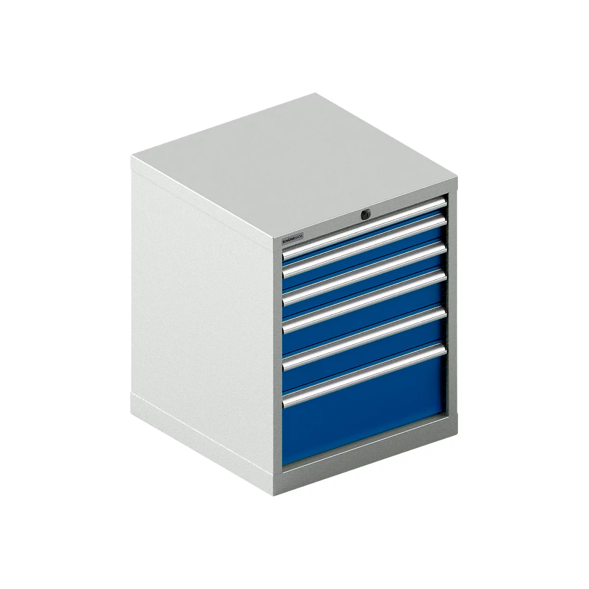 Schäfer Shop Pure SSI SCHÄFER ladekast 27-27, 6 schuifladen, tot 75 kg, B 564 x D 572 x H 700 mm, gentiaanblauw/lichtgrijs