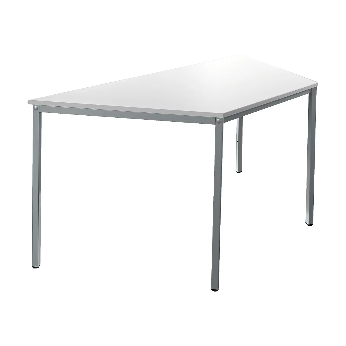 Schäfer Shop Pure Stahlrohrtisch, Trapez, Quadratrohrfuß, B 1600 x T 800 x H 720 mm, weiß/weißaluminium