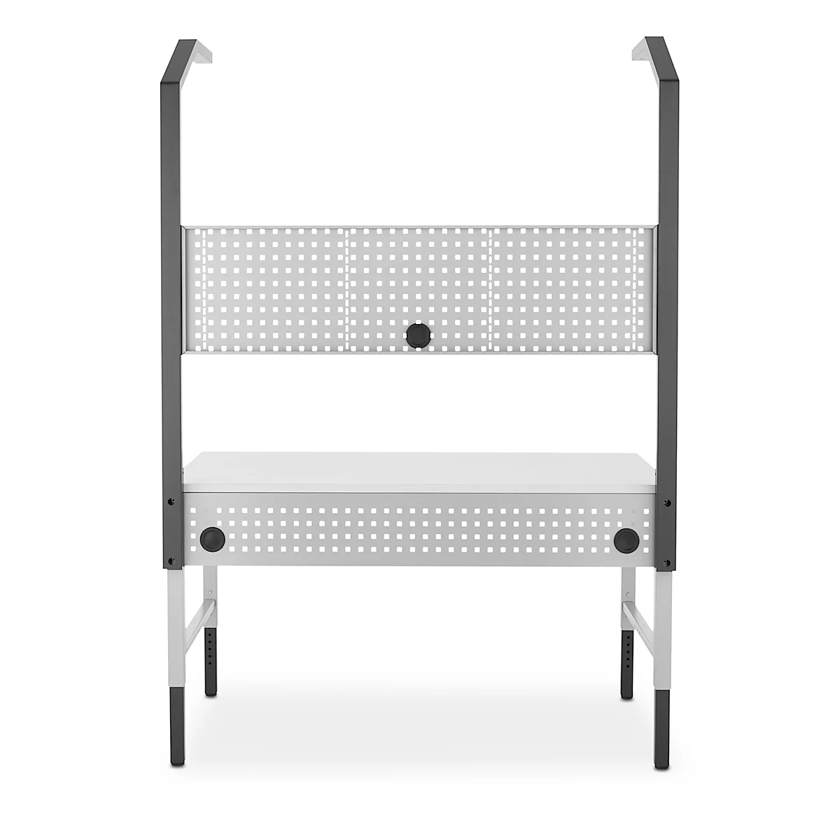 Schäfer Shop Pure Structure de table pour tables de travail AST31, 2 x colonnes de structure, 1 x paroi perforée, L 1500 x H 1615 mm, acier, gris anthracite/gris clair