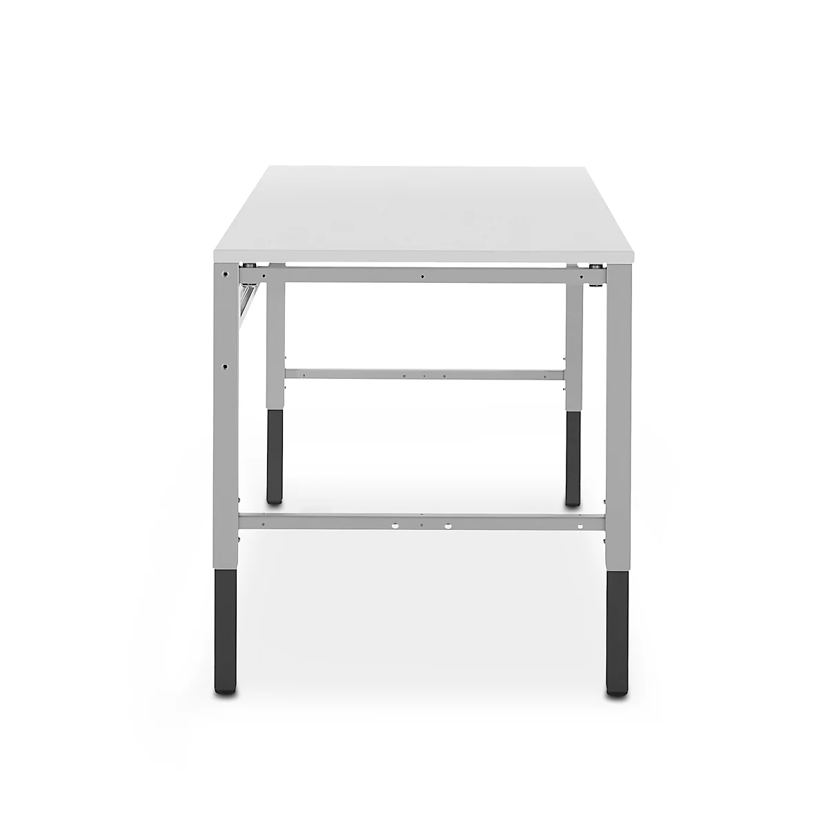Schäfer Shop Pure Table de travail AST31, réglage en hauteur manuel, plateau mélaminé, 4 pieds, jusqu'à 500 kg, L 1500 x P 800 x H 800-1030 mm, gris clair/gris clair