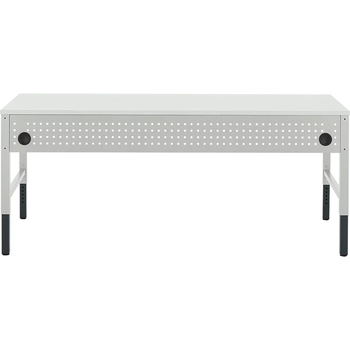 Schäfer Shop Pure Table de travail AST31, réglage en hauteur manuel, plateau mélaminé, 4 pieds, jusqu'à 500 kg, L 2000 x P 800 x H 800-1030 mm, gris clair/gris clair