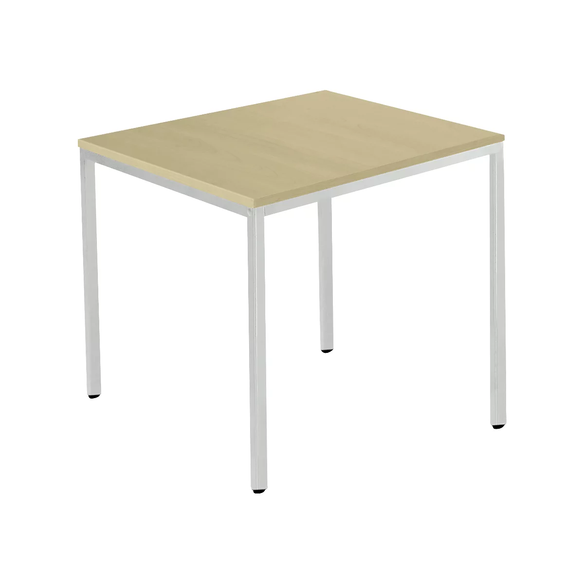 Schäfer Shop Pure Table en tube d'acier, carrée, pied en tube carré, L 800 x P 800 x H 720 mm, érable/aluminium blanc