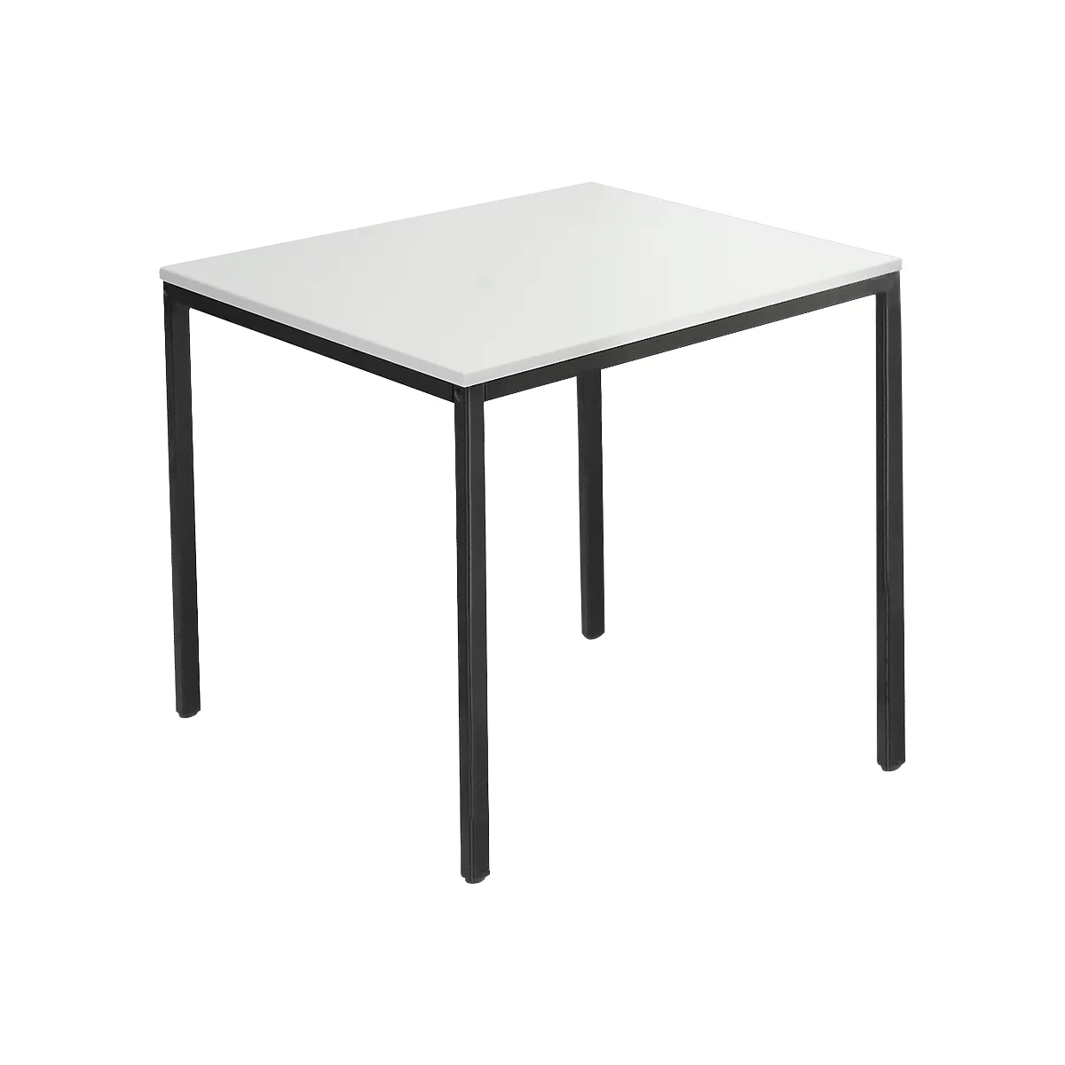 Schäfer Shop Pure Table en tube d'acier, carrée, pied en tube carré, L 800 x P 800 x H 720 mm, gris clair/noir