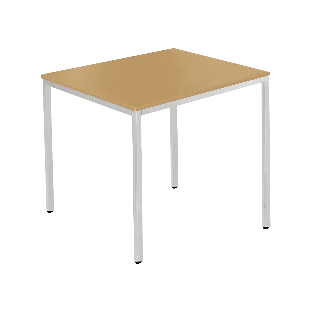 Schäfer Shop Pure Table en tube d'acier, carrée, pied en tube carré, L 800 x P 800 x H 720 mm, hêtre/aluminium blanc