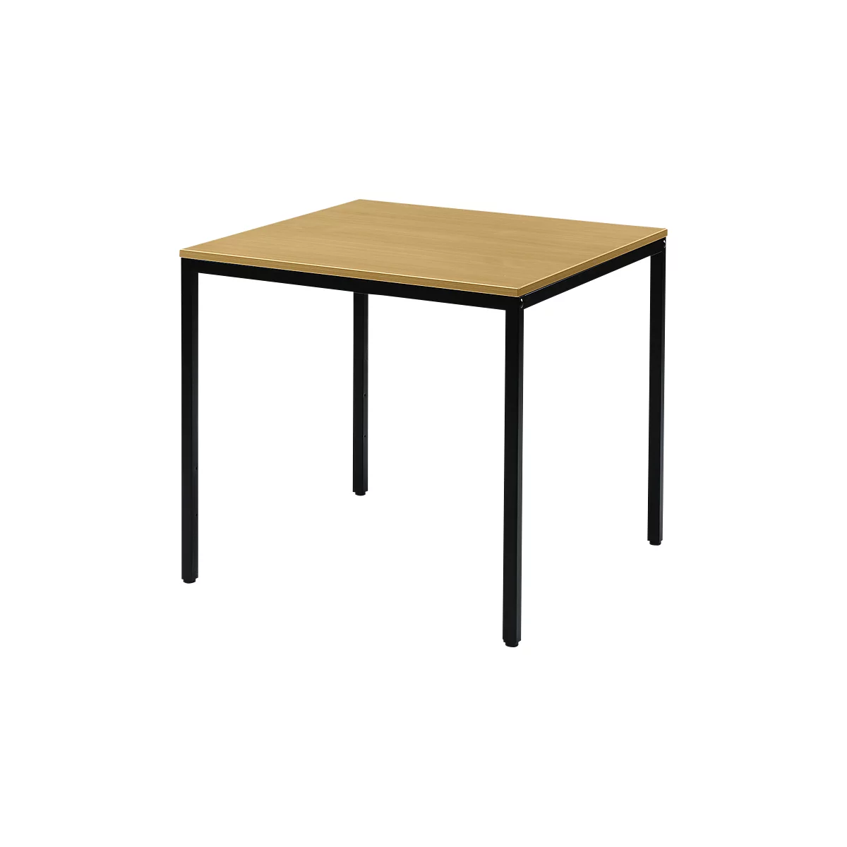 Schäfer Shop Pure Table en tube d'acier, carrée, pied en tube carré, L 800 x P 800 x H 720 mm, hêtre/noir