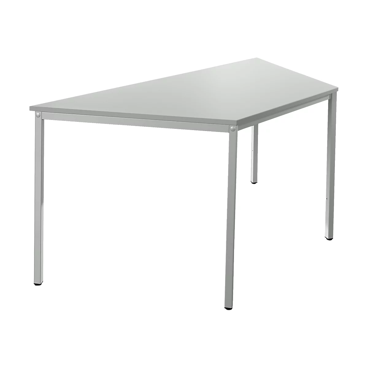 Schäfer Shop Pure Table en tube d'acier, forme trapèz, pied en tube carré, L 1600 x P 690 zéro x H 720 mm, gris clair/gris clair
