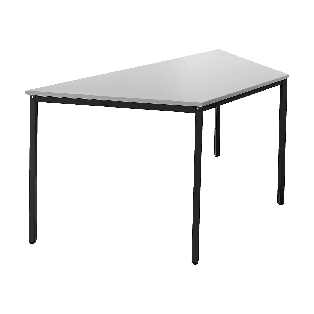 Schäfer Shop Pure Table en tube d'acier, forme trapèz, pied en tube carré, L 1600 x P 690 zero x H 720 mm, gris clair/noir