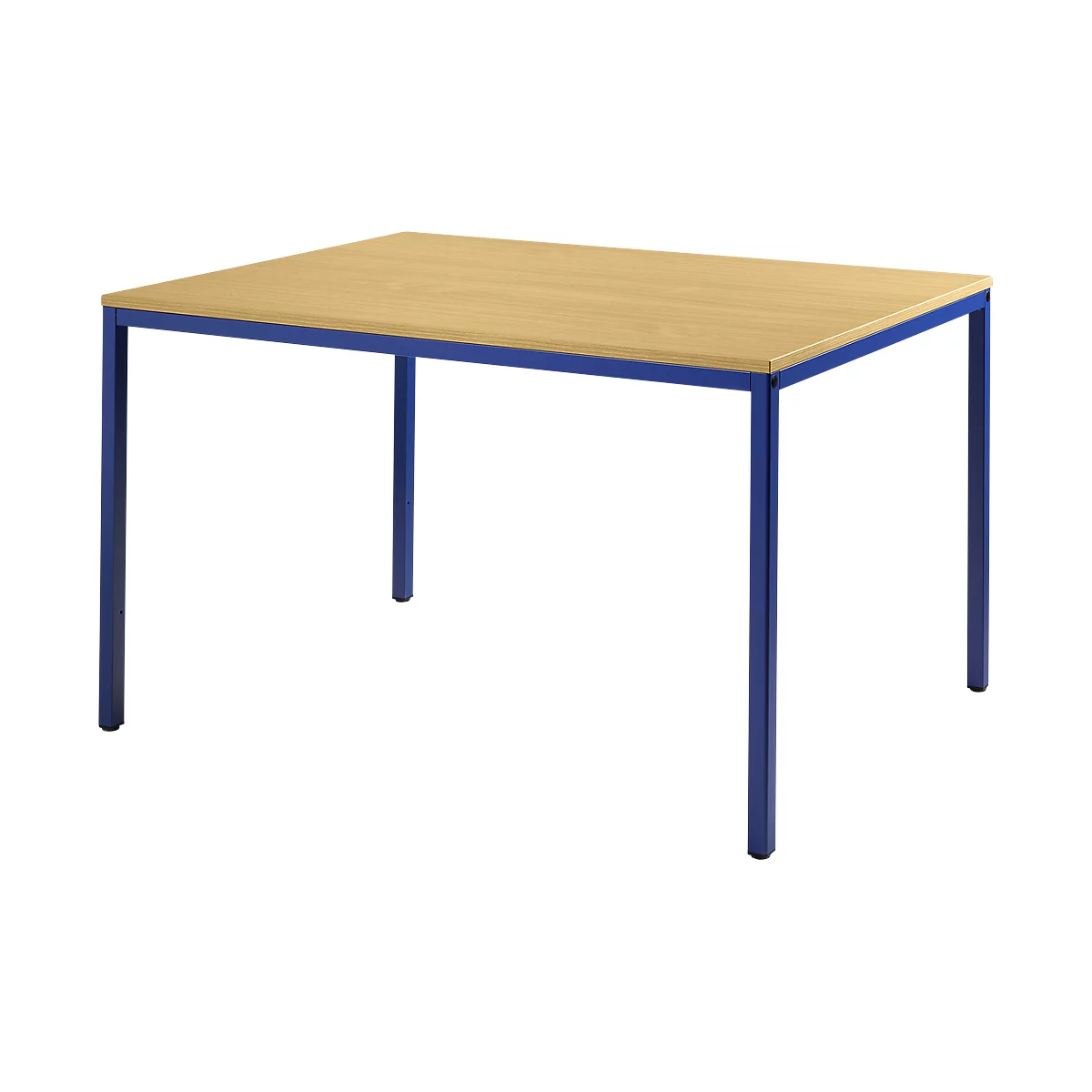 Schäfer Shop Pure Table en tube d'acier, rectangulaire, pied en tube carré, L 1200 x P 800 x H 720 mm, hêtre/bleu gentiane