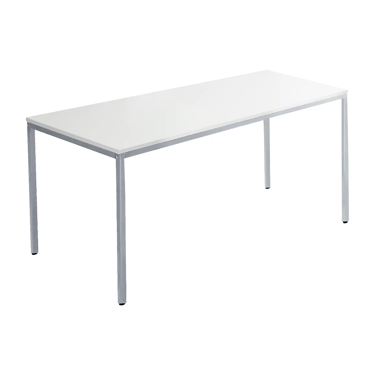 Schäfer Shop Pure Table en tube d'acier, rectangulaire, pied en tube carré, L 1400 x P 700 zéro x H 720 mm, gris clair/aluminium blanc