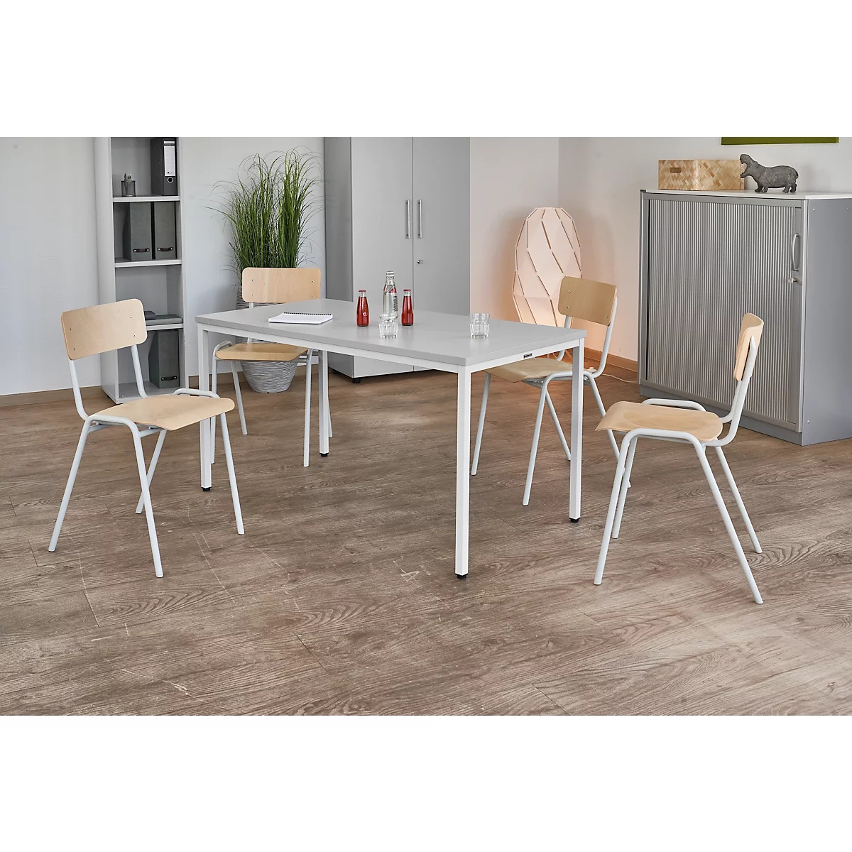 Schäfer Shop Pure Table en tube d'acier, rectangulaire, pied en tube carré, L 1400 x P 700 zéro x H 720 mm, gris clair/gris clair