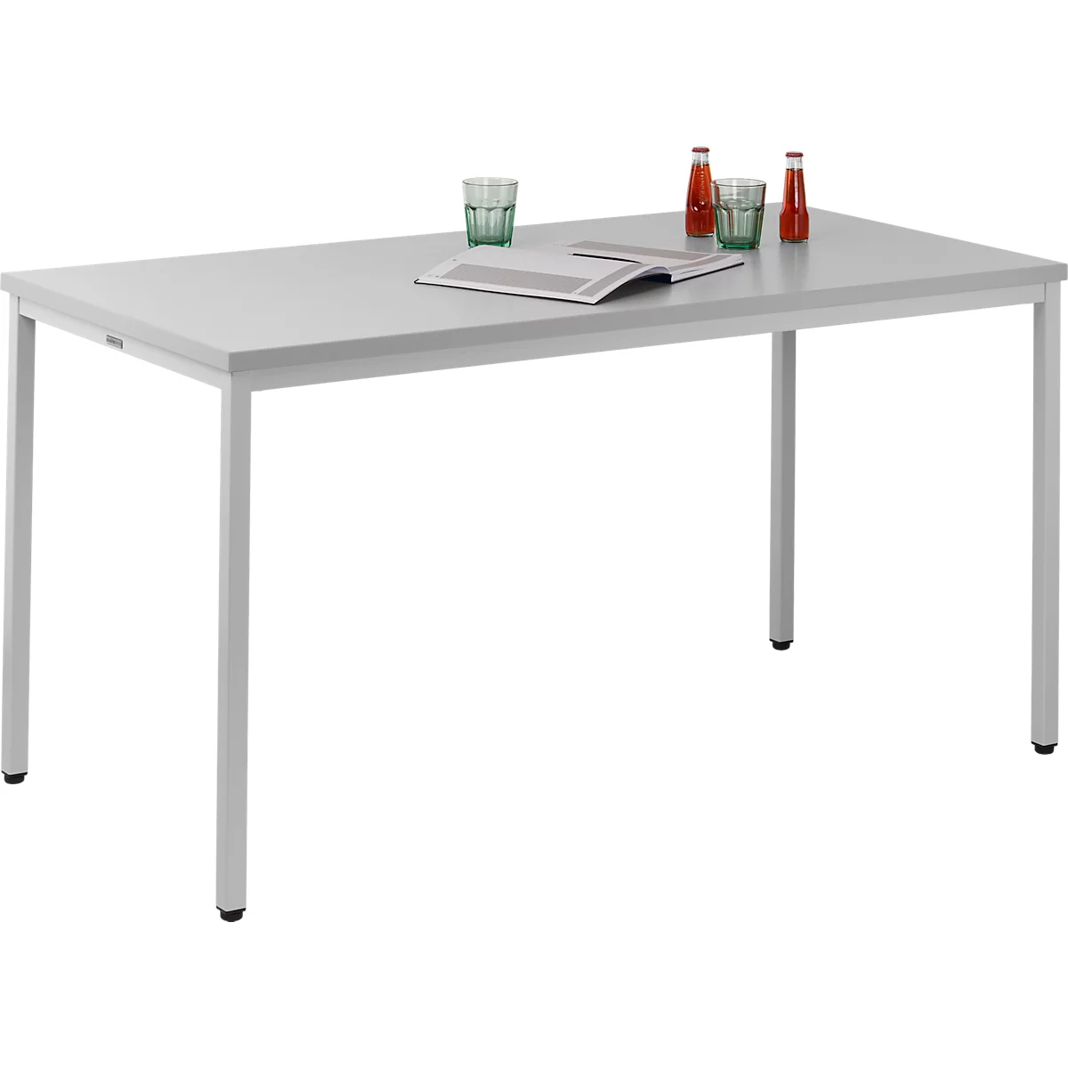 Schäfer Shop Pure Table en tube d'acier, rectangulaire, pied en tube carré, L 1400 x P 700 zéro x H 720 mm, gris clair/gris clair