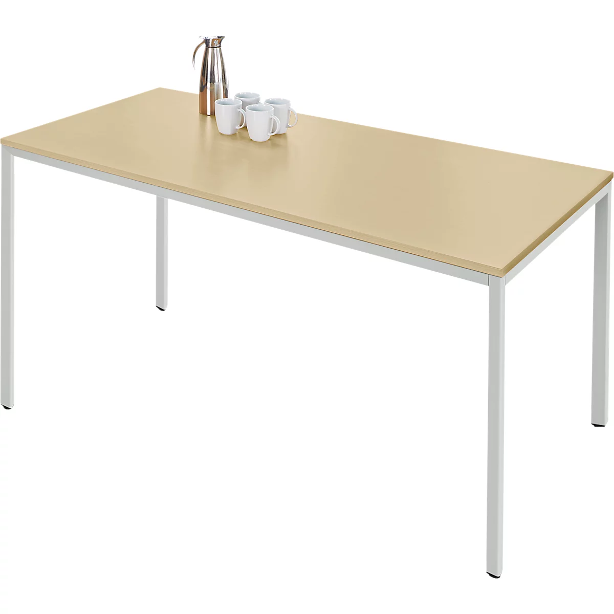 Schäfer Shop Pure Table en tube d'acier, rectangulaire, pied en tube carré, L 1400 x P 800 x H 720 mm, érable/aluminium blanc