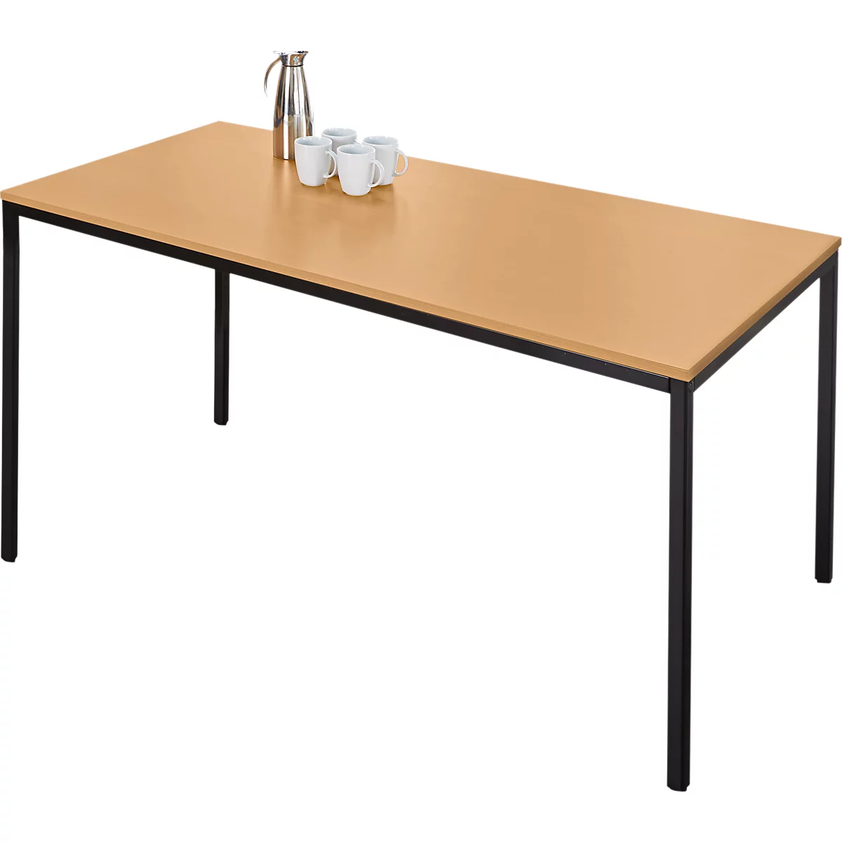 Schäfer Shop Pure Table en tube d'acier, rectangulaire, pied en tube carré, L 1400 x P 800 x H 720 mm, hêtre/noir