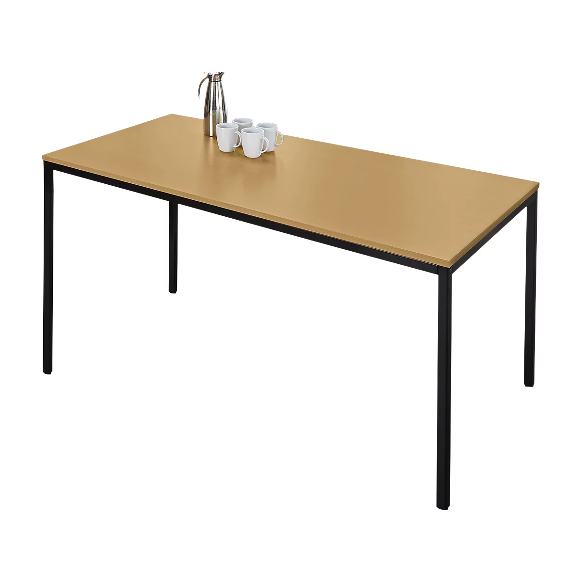 Schäfer Shop Pure Table en tube d'acier, rectangulaire, pied en tube carré, L 1600 x P 700 x H 720 mm, hêtre/noir