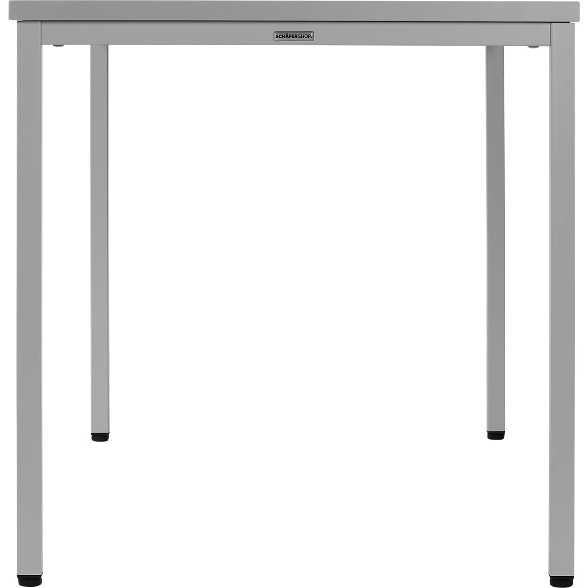Schäfer Shop Pure Tafel van stalen buis, rechthoekig, voet van vierkante buis, B 1400 x D 700 zero x H 720 mm, lichtgrijs/lichtgrijs
