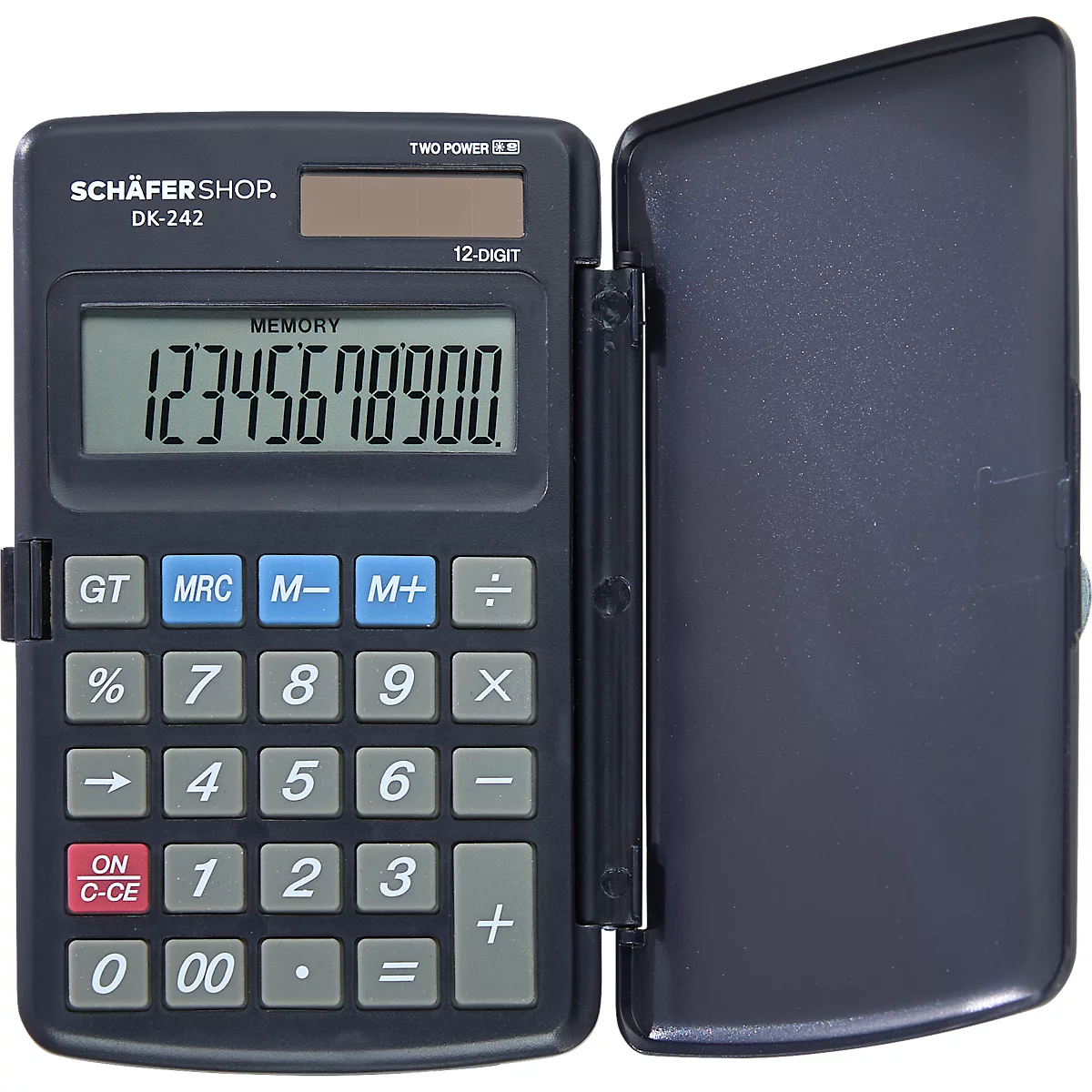 Schäfer Shop Pure Taschenrechner Pure DK-242, Solarbetrieb, 12-stelliges Display, Klappdeckel, B 72 x T 115 x H 9 mm