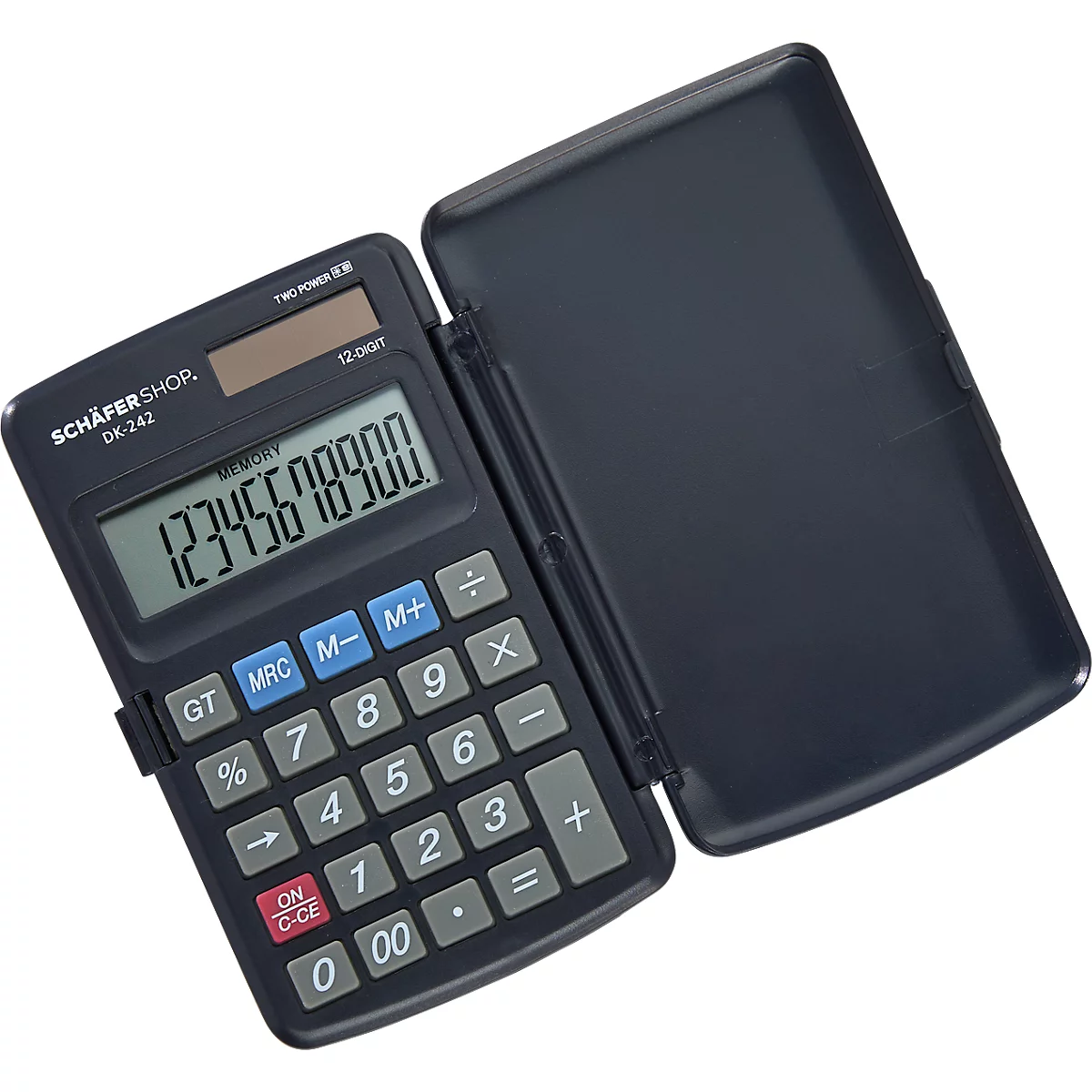 Schäfer Shop Pure Taschenrechner Pure DK-242, Solarbetrieb, 12-stelliges Display, Klappdeckel, B 72 x T 115 x H 9 mm