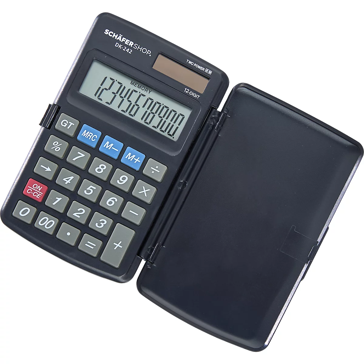 Schäfer Shop Pure Taschenrechner Pure DK-242, Solarbetrieb, 12-stelliges Display, Klappdeckel, B 72 x T 115 x H 9 mm