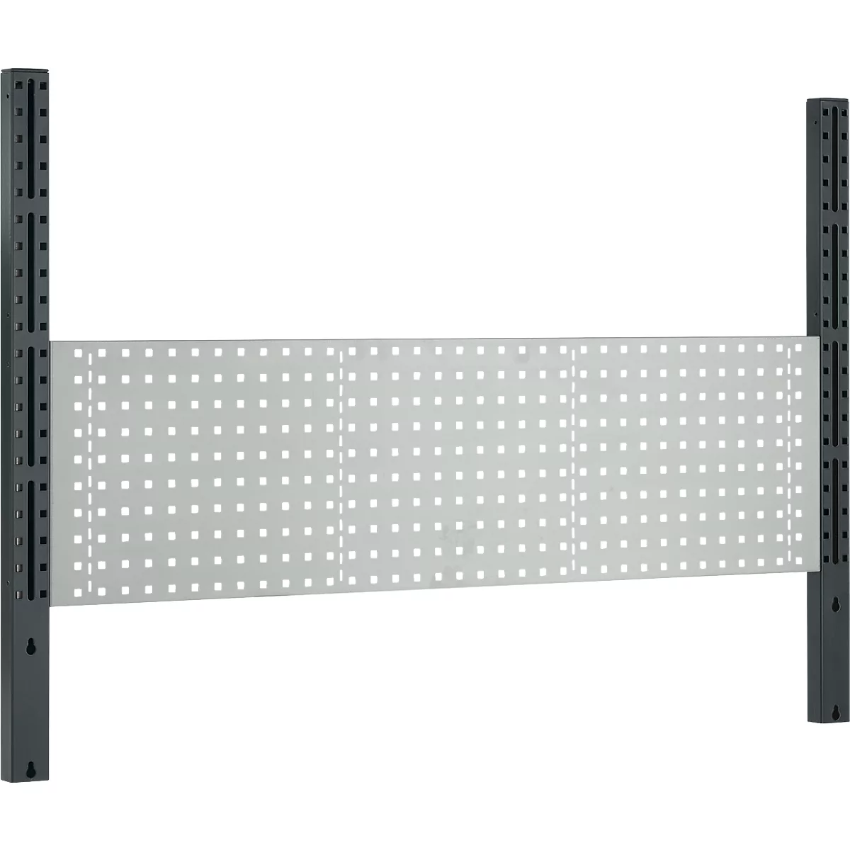 Schäfer Shop Pure Tischaufbau für Arbeitstische AST31, 2 x Aufbausäulen, 1 x Lochwand, B 1500 x H 1035 mm, Stahl, anthrazitgrau/lichtgrau
