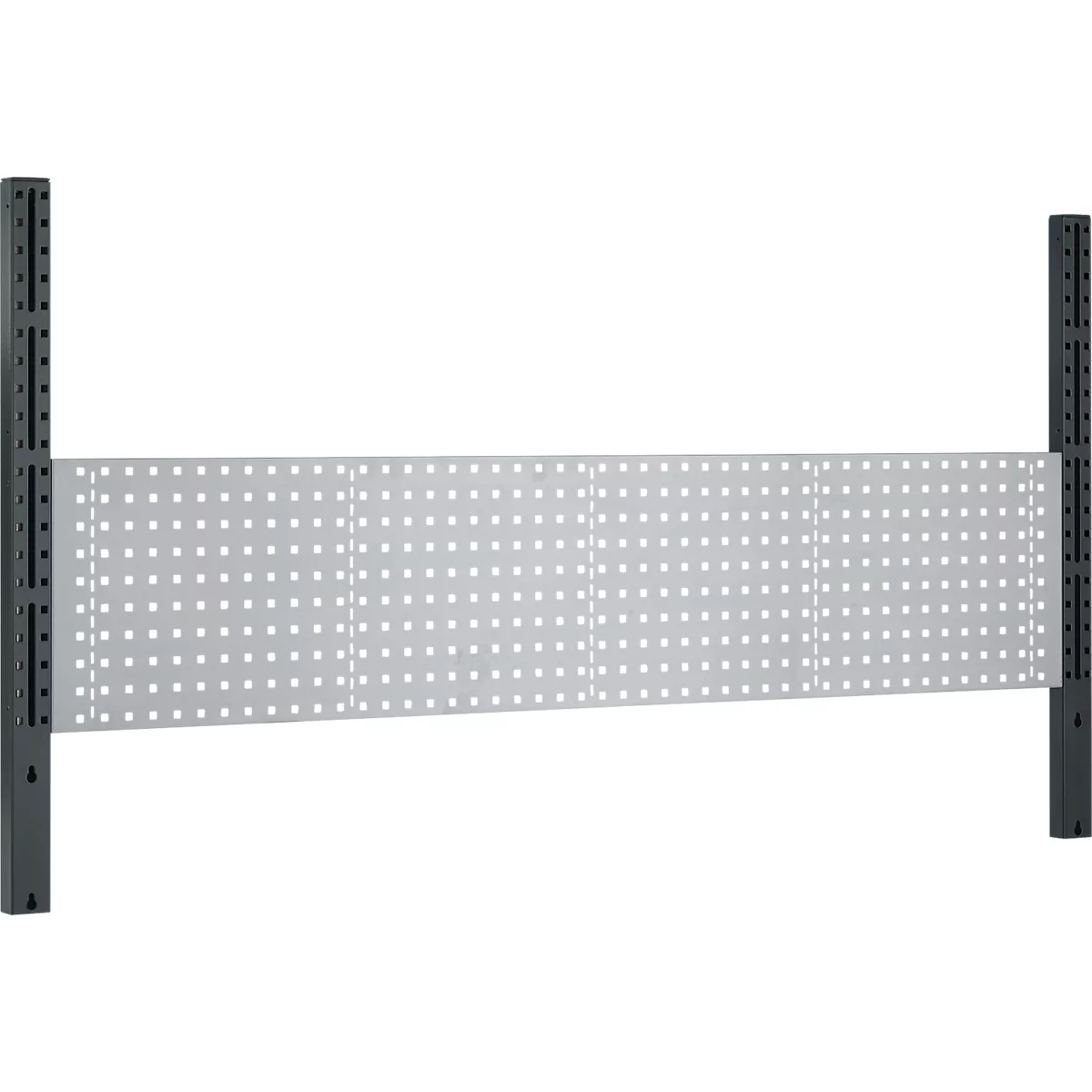 Schäfer Shop Pure Tischaufbau für Arbeitstische AST31, 2 x Aufbausäulen, 1 x Lochwand, B 2000 x H 1035 mm, Stahl, anthrazitgrau/weißaluminium
