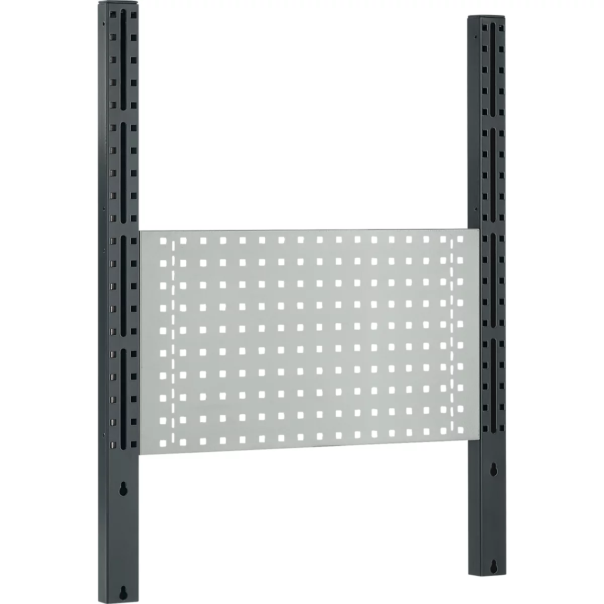 Schäfer Shop Pure Tischaufbau für Arbeitstische AST31, 2 x Aufbausäulen, 1 x Lochwand, B 750 x H 1035 mm, Stahl, anthrazitgrau/lichtgrau