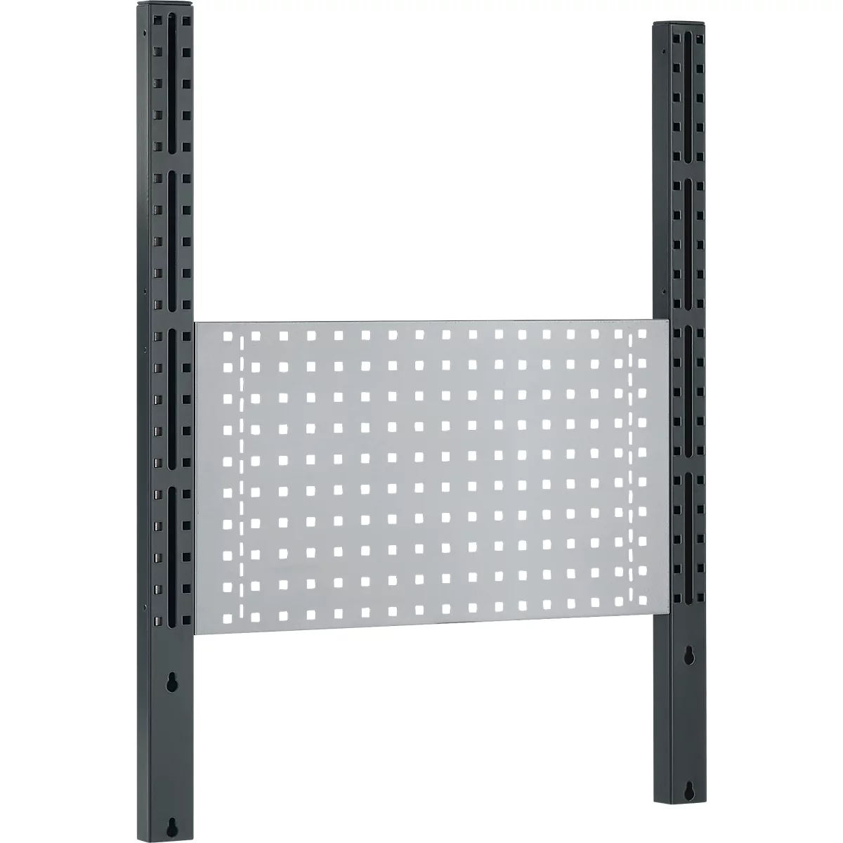Schäfer Shop Pure Tischaufbau für Arbeitstische AST31, 2 x Aufbausäulen, 1 x Lochwand, B 750 x H 1035 mm, Stahl, anthrazitgrau/weißaluminium