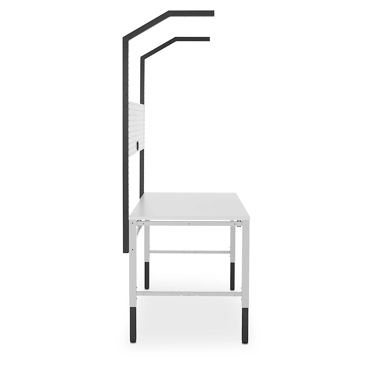Schäfer Shop Pure Tischaufbau für Arbeitstische AST31, 2 x Aufbausäulen, 1 x Lochwand, B 750 x H 1615 mm, Stahl, anthrazitgrau/lichtgrau