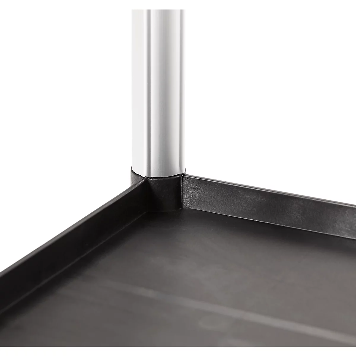 Schäfer Shop Pure Tischwagen, 2 Etagen, bis 200 kg, 2 Schiebebügel, Lenkrollen, Aluminium & Kunststoff, L 850 x B 480 x H 950 mm, Etagen schwarz