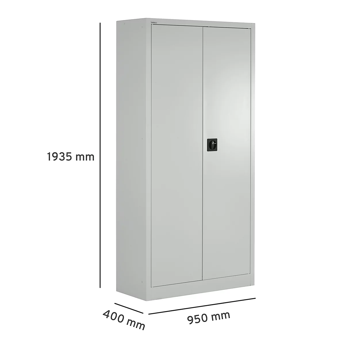 A grey steel cabinet with two doors against a white background. Dimensions: 1935 mm high, 950 mm wide, 400 mm deep.