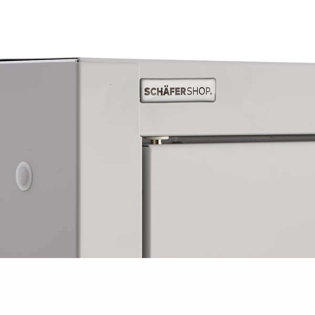 Schäfer Shop Pure Universalschrank, 5 OH, 4 Fachböden, abschließbar, B 950 x T 400 x H 1935 mm, Stahl, weißaluminium RAL 9006/weißaluminium RAL 9006