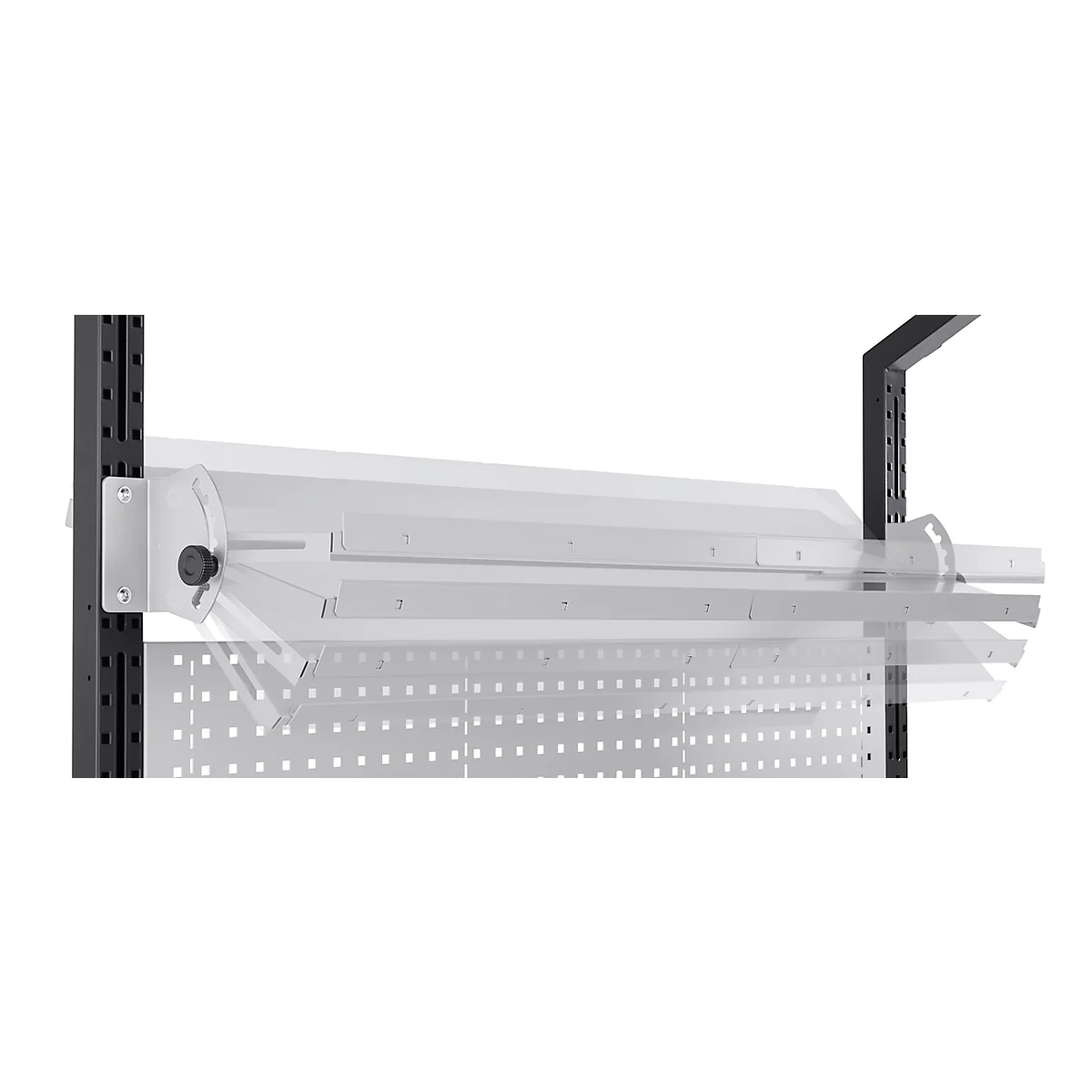 Schäfer Shop Pure Verstellboden AST31 Tischaufbau, bis 30 kg, B 1500 x T 400 x H 120 mm, Stahl, weißaluminium