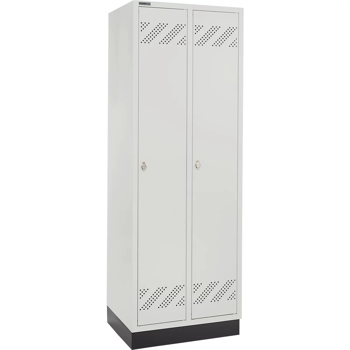 Schäfer Shop Pure Vestiaire, 2 compartiments, sur socle, serrure à came batteuse, gris clair/gris clair