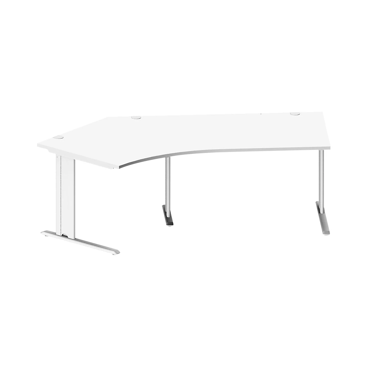 Schäfer Shop Pure Winkelschreibtisch PLANOVA BASIC, 135° Winkel links, C-Fuß, B 2165 x T 800/800 x H 717 mm, weiß + Kabelkanal