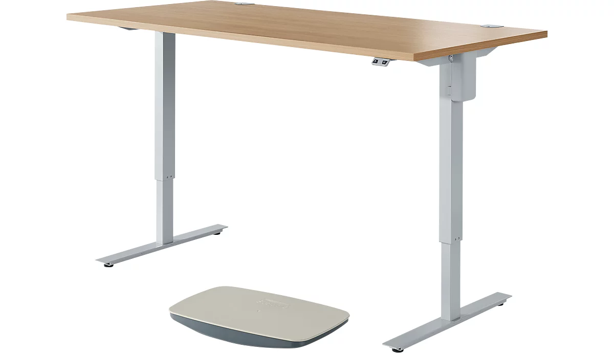 Schäfer Shop Select 2-tlg. Büromöbel-Set, Schreibtisch START UP, elektrisch höhenverstellbar, Kirsche Romana/weißaluminium 