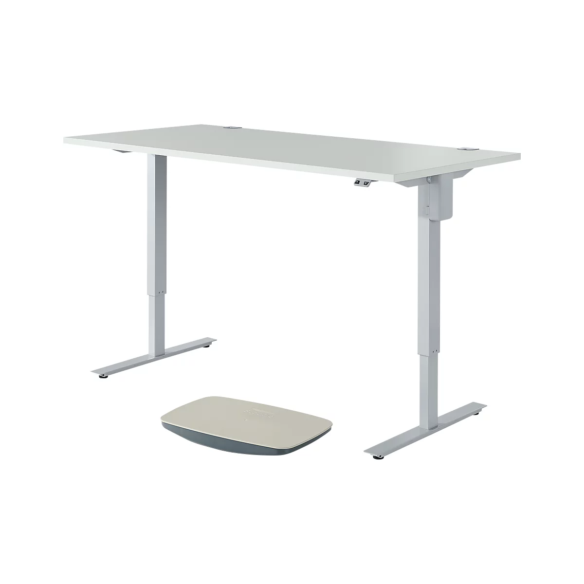 Schäfer Shop Select 2-tlg. Büromöbel-Set, Schreibtisch START UP, elektrisch höhenverstellbar, lichtgrau/weißaluminium 